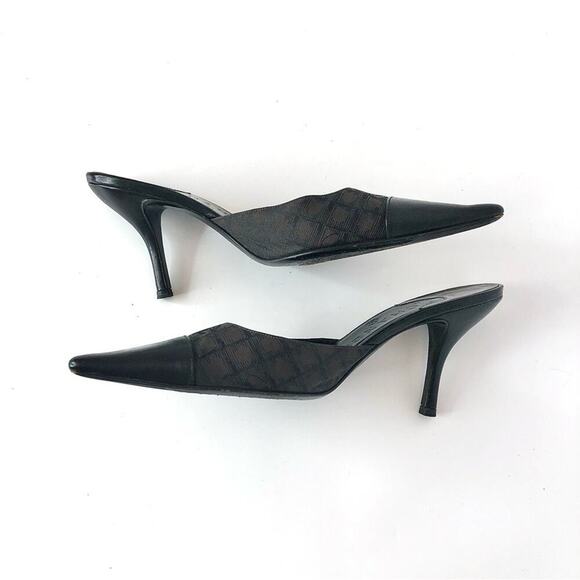 Vintage Chanel CC Logo Print Pointed Toe Mules Pumps 36.5 - Picture 4 of 7